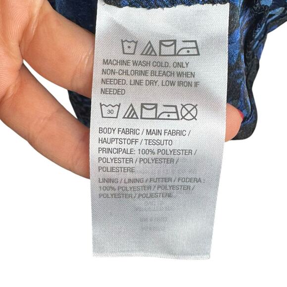 Susan Graver Occasions Blue Black Monochrome Leopard Long Sleeve Midi Wrap Dress - Picture 12 of 13